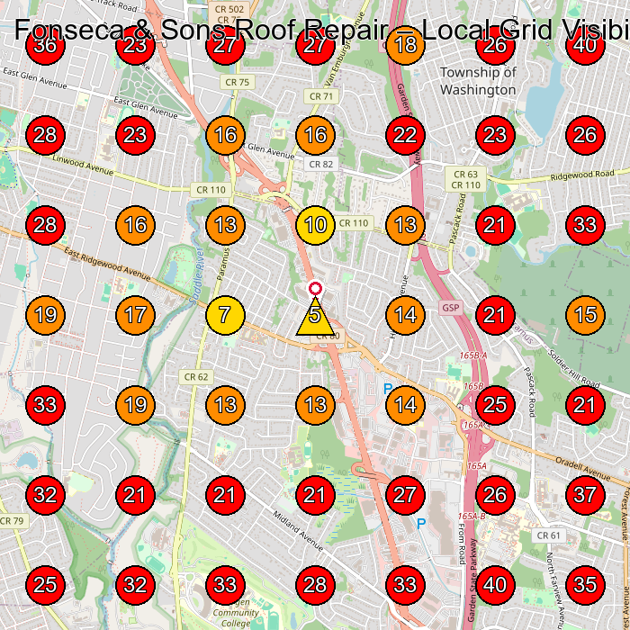 Fonseca & Sons Roof Repair GeoGrid visibility map for Roofing Contractor in Ridgewood